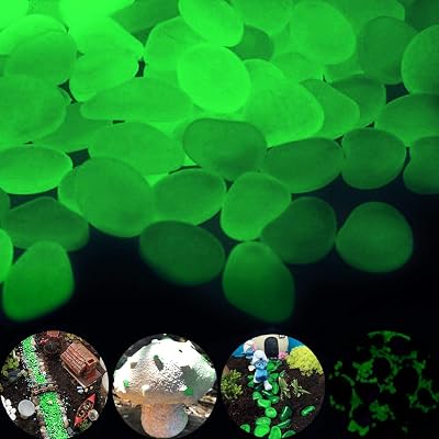 GLOCARNIVAL Glow Pebbles Green 480 pcs Outdoor Garden Pathway Rocks