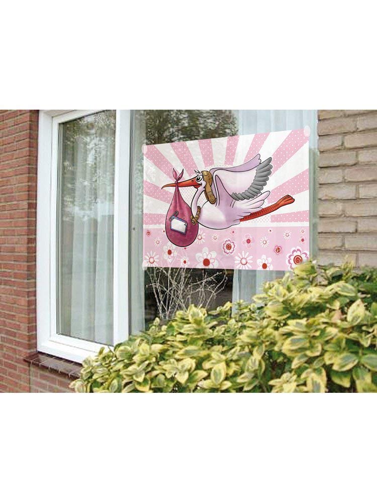 Folat 90x60 cm Sticker Girl Stork New Baby