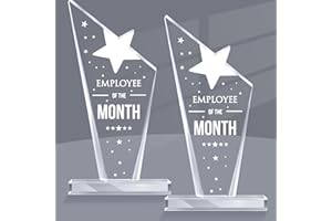 Roowest 2 Pcs Employee of The Month Plaque Employee Month Appreciation Awards Gifts Bulk Coworker Staff Acrylic Trophy Reward Sign Keepsake for Thanksgiving Colleague Volunteer Team Office Teacher