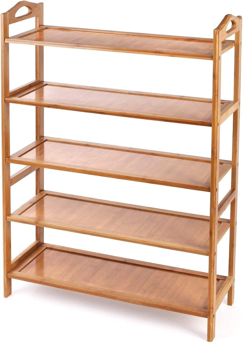 bamboo shoe rack amazon on Bamboo Shoe Rack 5 Tier Entryway Shoe Shelf Storage Organizer Free Standing Shelves Amazon Ca Home Kitchen