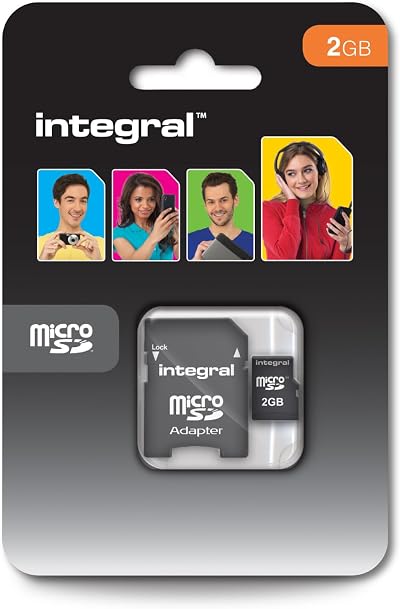 Integral 2GB Micro SD Card with SDHC Adapter for Older Digital Cameras MP3