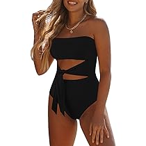 ★ Massimo Dutti★ Strapless one-piece shirring detail 0660 Viottiset Women's Bandeau One Piece Swimsuit Strapless Tie