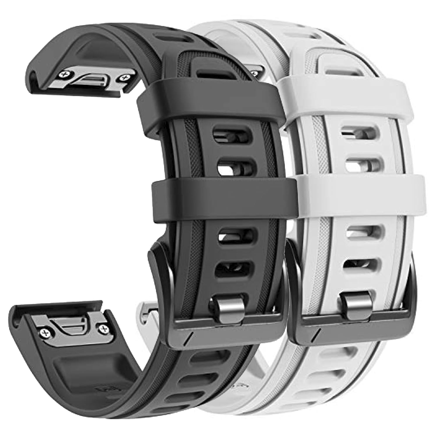 20mm Band Strap Compatible for Band Silicone Watch Band Replacement for Fenix8 43mm Fenix 7S/Fenix 6S/Fenix 6S Pro/Fenix 5S/Fenix 5S Plus/D2 Delta S Smartwatches Wristband (20MM, White+Black)