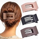 Pecieco Flat Hair Clips for Thick Hair, Medium Black Claw Clips, Acrylic Hair Accessories for Women(3 Pack)