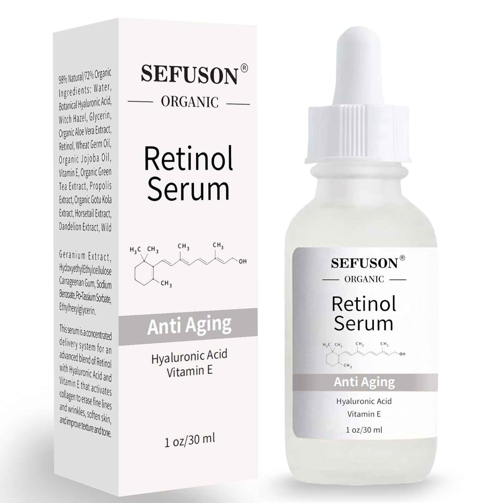Retinol Serum, High Strength Anti-aging Serum with Hyaluronic Acid & Vitamin E, Face Serum, for Wrinkles, Pigmentation, Fine Lines & Sensitive Skin.1Oz