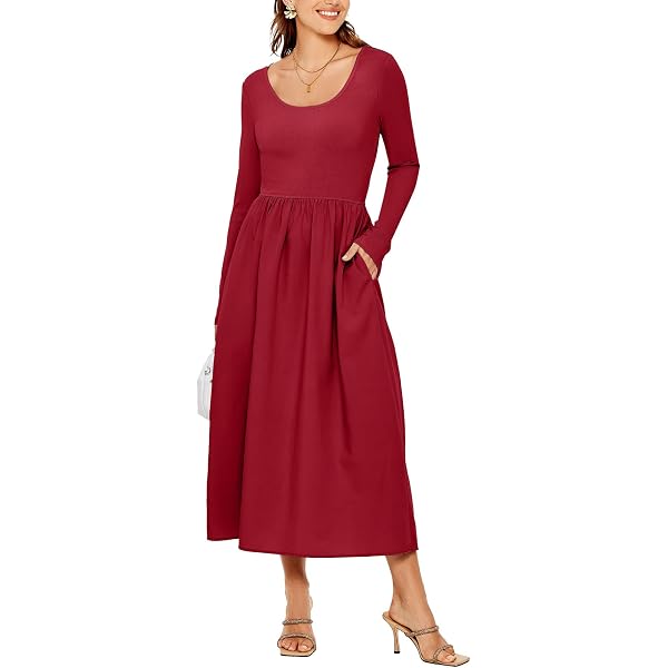 Wenrine Women's Summer Smocked Midi Dress – V-Neck Cap Sleeve With Side Slit & Pockets, Flowy Long Dress For Casual Wear - View #6