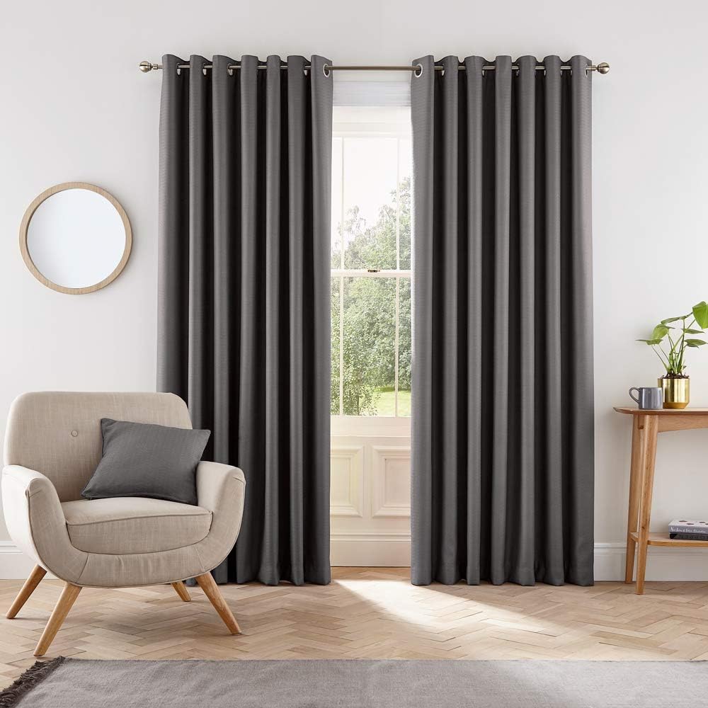 Helena Springfield London Eden Curtains, Polyester, Charcoal, 90x72, W 72" x L 89.8" (1 Panels)