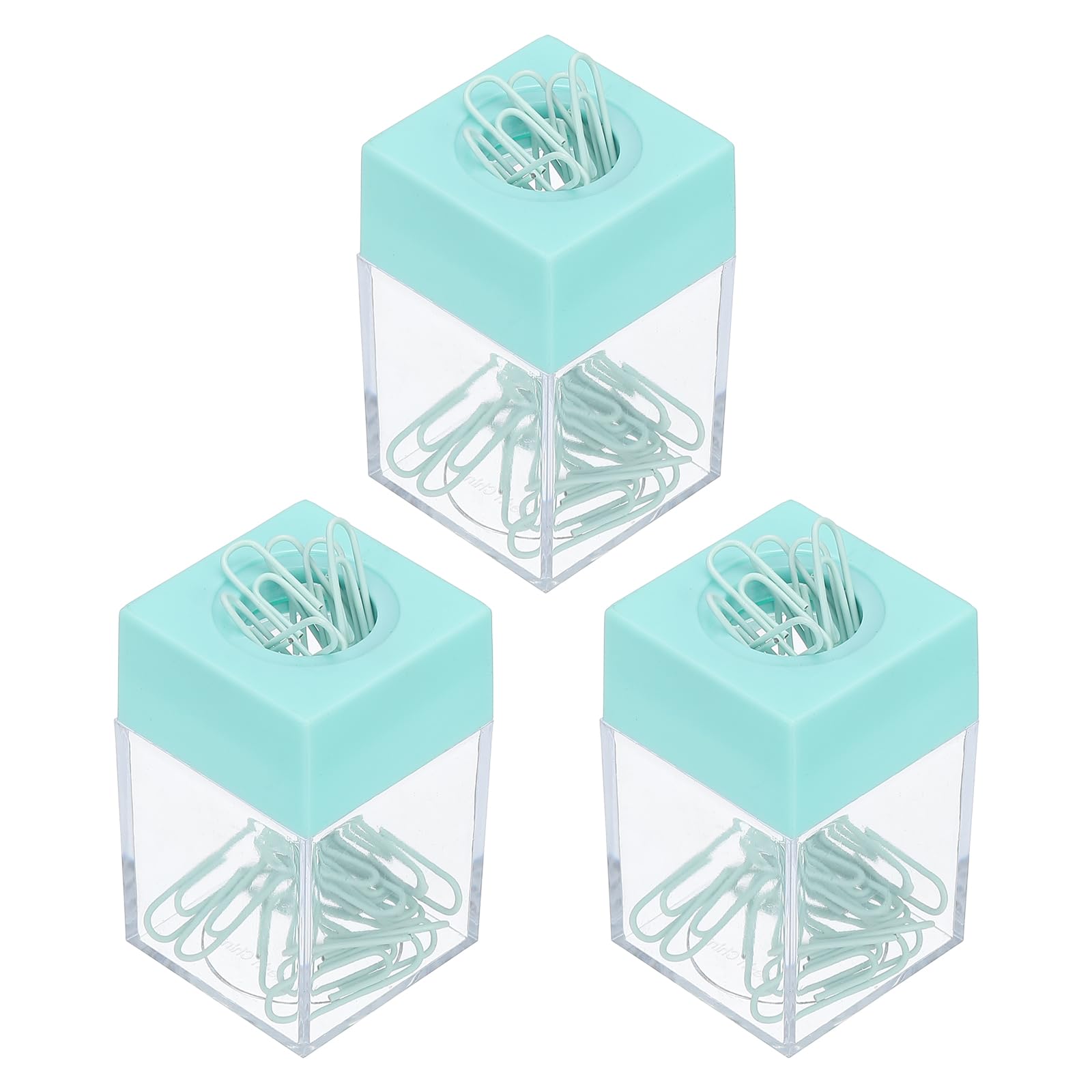 PATIKIL Magnetic Paper Clip Holder Dispenser, 3 Pcs Large Capacity Paper Clip Organizers with Magnetic Top for Desk Supplies, Office, Classroom, Home, Green