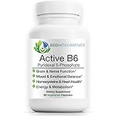 EcoIntegratives® Active B6 – 33.8 mg Pyridoxal 5-Phosphate (P5P), High Potency Active Vitamin B6 for Energy, Mood, Nerve and Heart Support* – Non-GMO, Gluten Free, 60 Vegetarian Capsules
