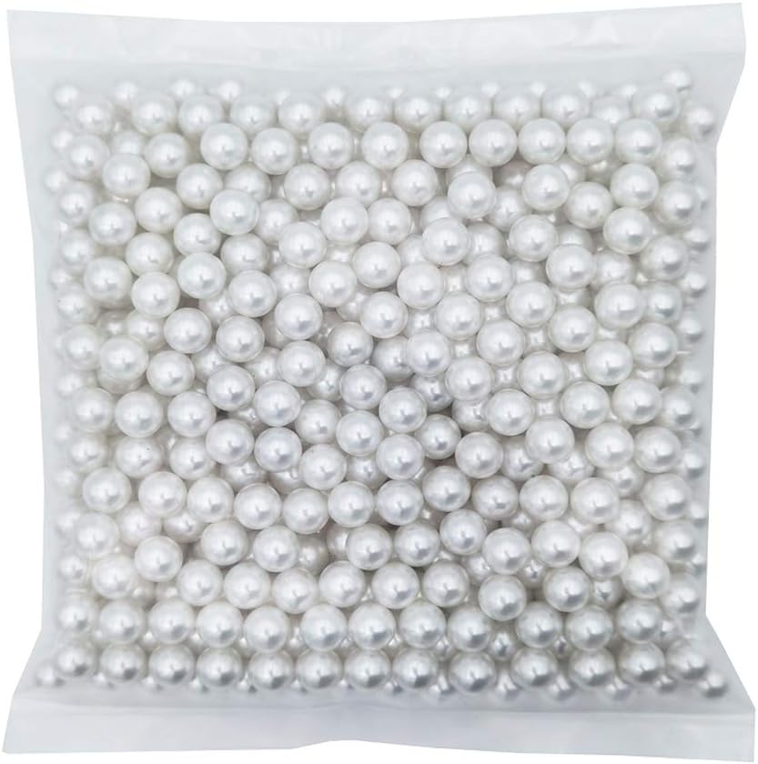 Vase Fillers - INSPIRELLE 580pcs White Undrilled ABS Art Faux Pearls for Vase Fillers, 10mm No Hole Makeup Beads to Hold Brush Eyeliner, Imitation Round Pearl Beads for Table Scatter Home Wedding Decoration