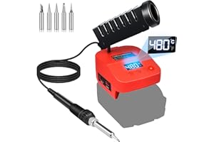 Fiihio Soldering Iron Station Compatible with Milwaukee M18 18V Battery, Cordless Soldering Iron Kit with LCD Display, USB & Type-C, Battery Powered Soldering for DIY, Appliance Repair (Tools Only)