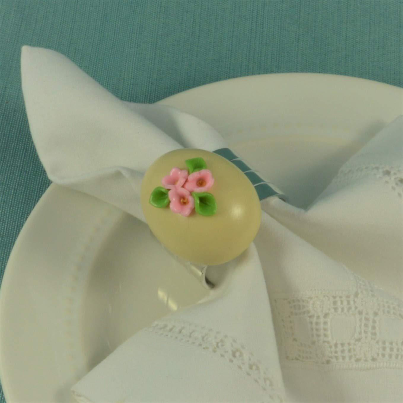 White Chocolate Easter Egg Napkin Ring Handmade