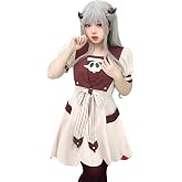 C-ZOFEK Women's Anime Cosplay Dress Outfit with Bow Tie Socks for Halloween | Cream-colored Sailor Dress Set with Bow Tie and Patterned Socks. Durable Breathable Uniform Cloth. US Size XS to L