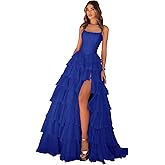 Sevintage Long Strapless Prom Dresses for Women Corset Bodycon Tiered Formal Evening Party Gowns with Slit