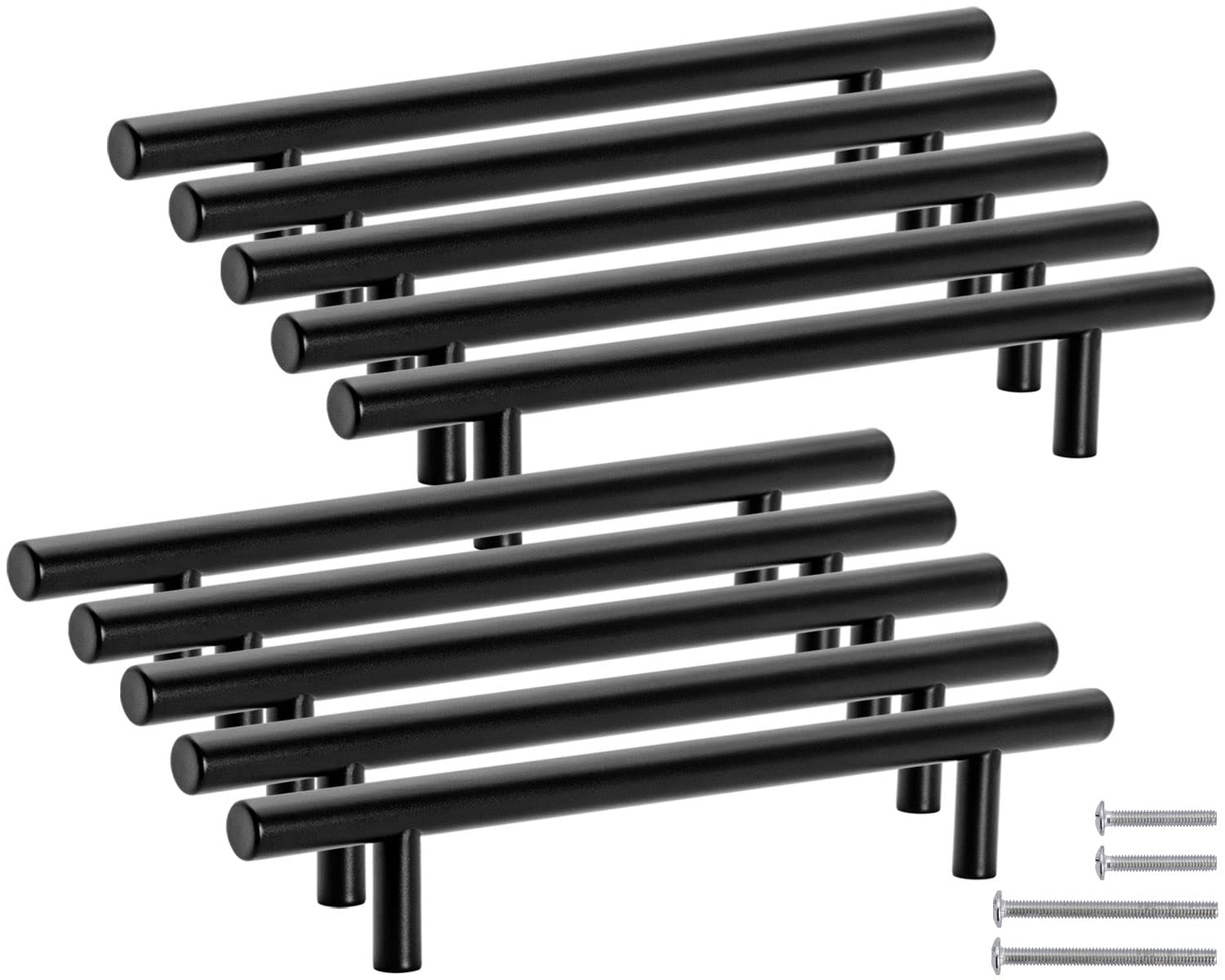 10 x Furniture Handles Black Matt 128 mm Real Stainless Steel Diameter 10 mm Kitchen Handles Cupboard Handles Bathroom Furniture Living Room Furniture Bar Handles Railing Handle Cupboard Sideboard