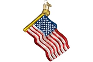 Old World Christmas Star-Spangled Banner Glass Blown Ornament for Christmas Tree, Handcrafted Holiday Decoration, USA Collection