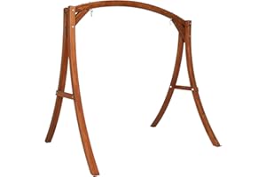 VINGLI Heavy Duty Wooden Swing Frame for Adults Kids, Strong A-Frame Porch Swing Bench Stand for Indoor & Outdoor, Curved Arc Top Design, Supports Up to 1000 LBS