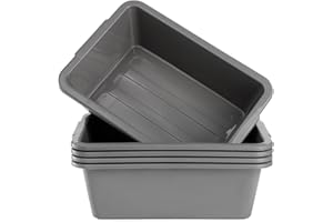 Dicunoy 5 Pack Plastic Bus Tubs, 8L Small Dish Tubs Food Service Tub, Kitchen Rectangle Wash Dish Basin Pans, Small Meat Lugs, Concrete Cement Mixing Tray, Commercial Tote Box for Home, RV, Camping