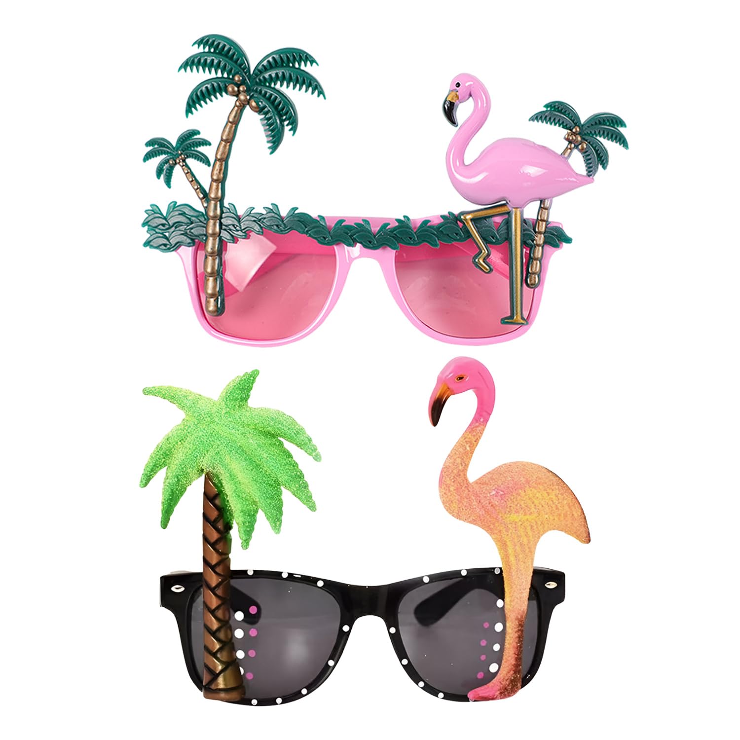 MXGHWG 2 Pieces Of Coconut Tree Flamingo Glasses, Hawaiian Sand Beach Sunglasses, Prom Party Glasses, Funny Decorations For Photos.