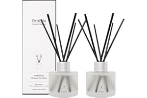 Brakula Reed Diffuser- Black Vanilla Scented Home Fragrance, Bathroom Diffuser with 16 Reed Sticks, Essential Oil Diffuser for Living Room & Guest Rooms, 3.4OZ(100ml) x 2