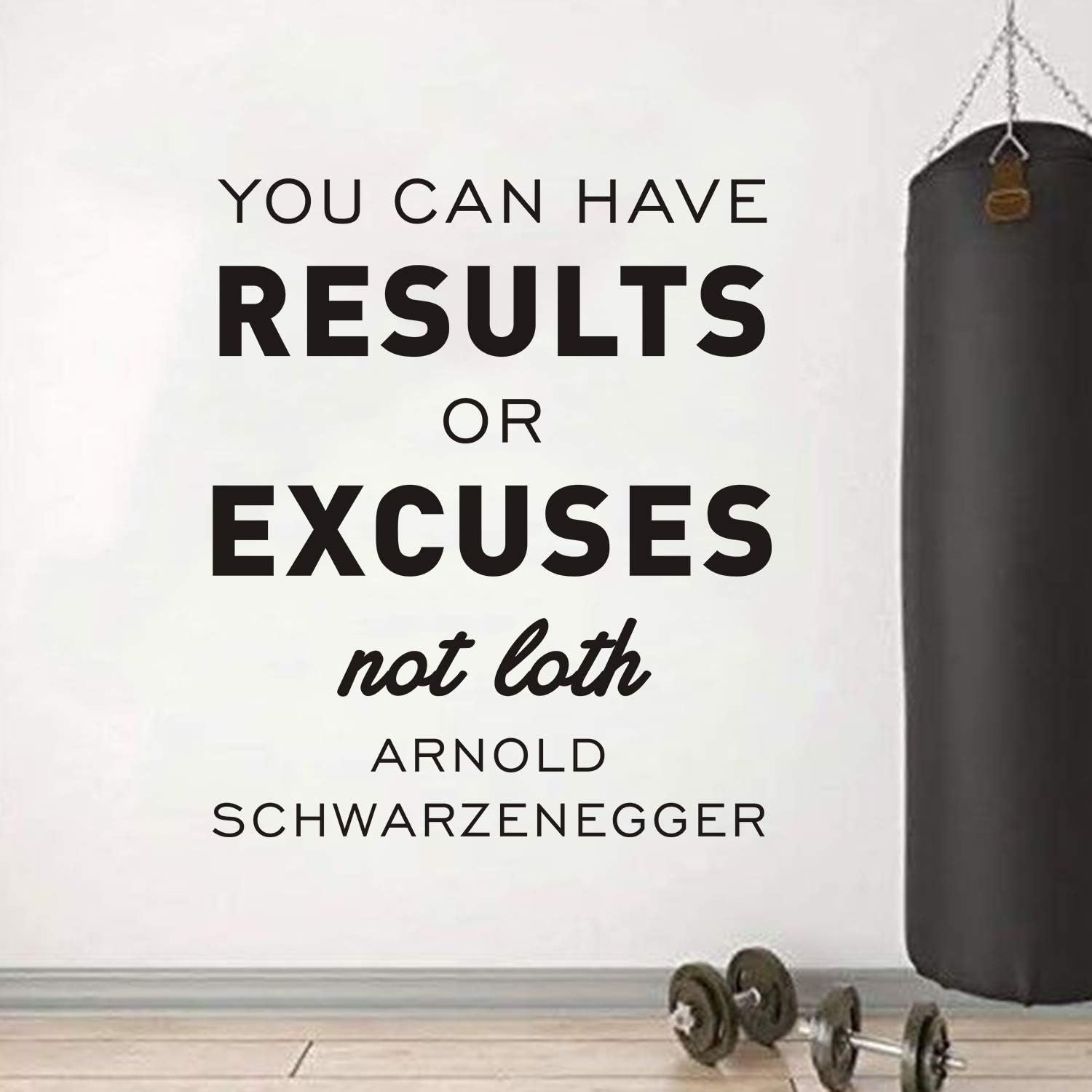 AnFigure Motivational Wall Decals, Gym Wall Decal, Inspirational Quote Living Room Workout Fitness Sports Exercise Boys Vinyl Art Home Decor Stickers You Can Have Results Or Excuses Not Both 15.2