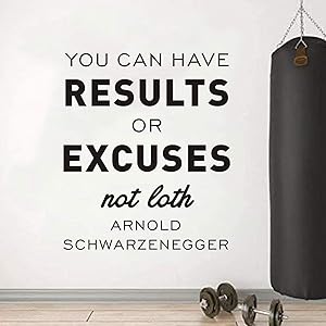 AnFigure Motivational Wall Decals, Gym Wall Decal, Inspirational Quote Living Room Workout Fitness Sports Exercise Boys Vinyl Art Home Decor Stickers You Can Have Results Or Excuses Not Both 15.2