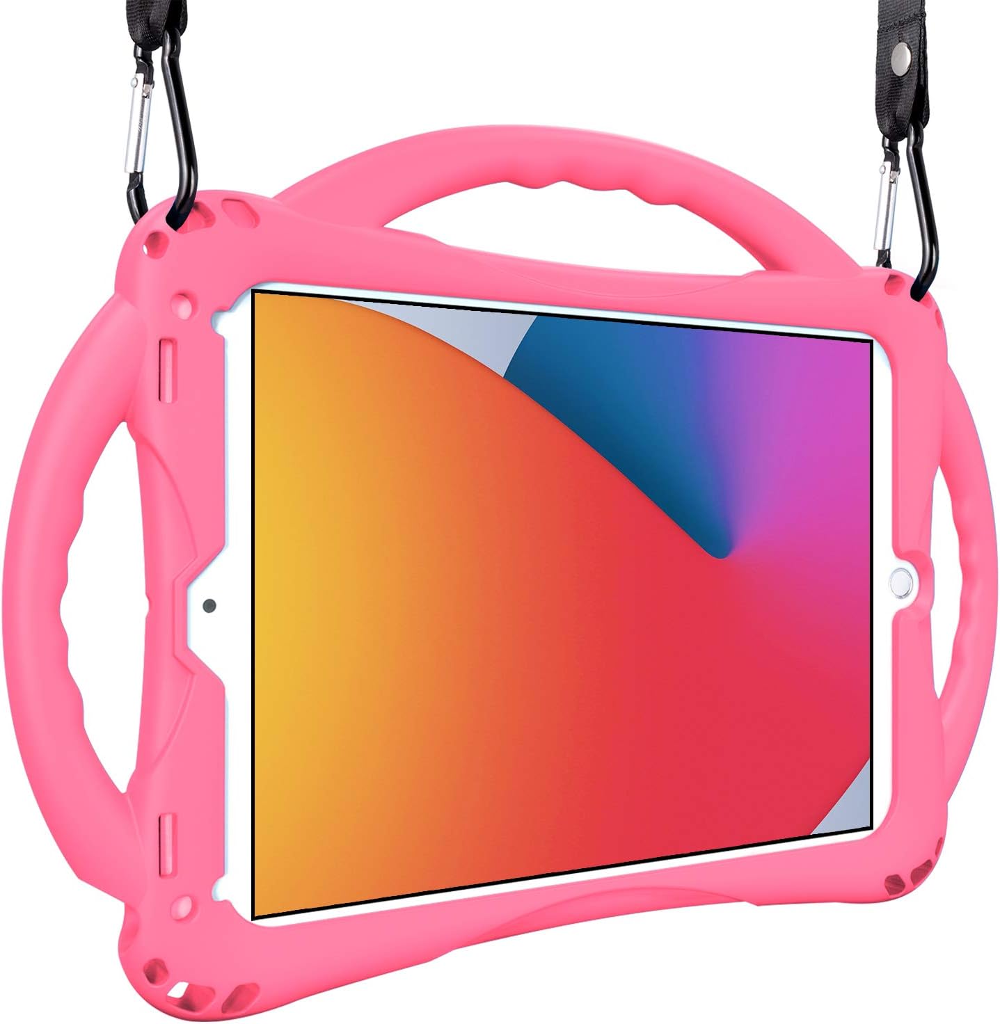 TOPESCT iPad 10.2 case, iPad 9th/8th/7th Generation Case for Kids Built-in Handle Stand, Comes with a Strap
