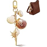 Angyape Cute Seashell Keychain Beach Keychain Gold Bag Charms for Handbags Tote Bags Purse Accessories Summer Gifts for Women