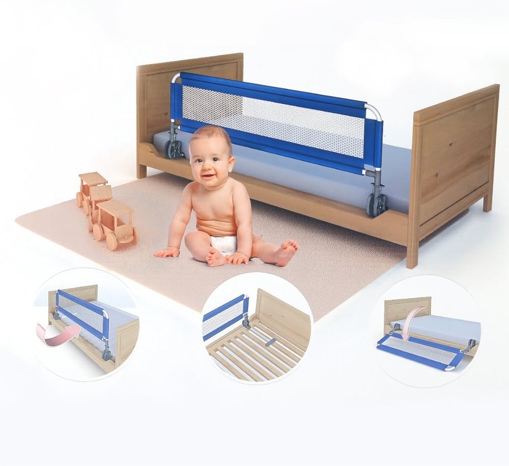 Homgrace Barriera Pieghevole da Letto Bambini, Sponda da Letto di