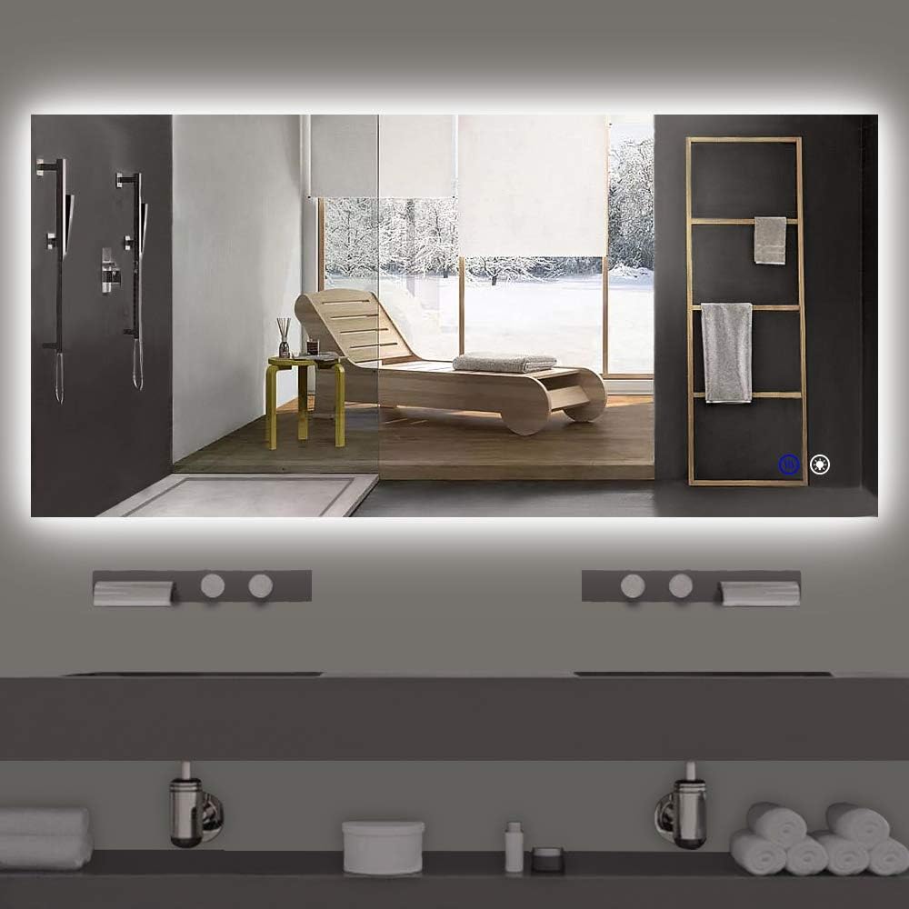 TokeShimi 36 x 28 Inch LED Backlit Mirror Bathroom Lighted Mirror Anti-Fog Wall Mounted Bath Mirror Dimmable Makeup Mirror with Lights (Horizontal/Vertical): Furniture & Decor