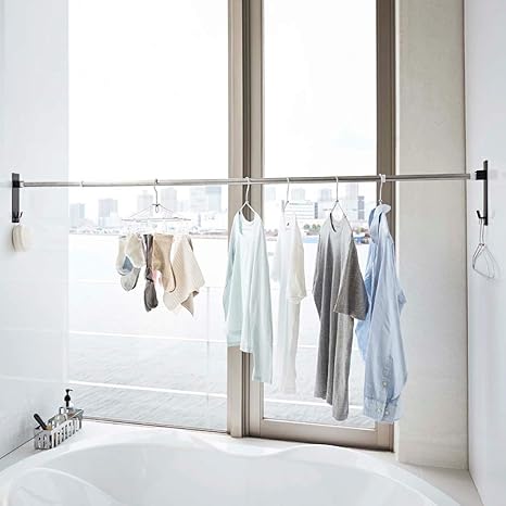 Amazon Co Jp 物干し竿 室内干し 浴室物干し ホルダー マグネット 磁石 バスルーム 壁面 部屋干し 洗濯 おしゃれ モノトーン ブラック ホーム キッチン
