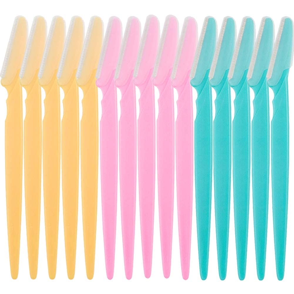 15 Pcs Eyebrow Razors Facial Hair Remover Shaver Trimmer Shaper, Exfoliating Dermaplaning Tool for Women and Men