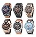 Mens Leather Strap Watches Stainless Steel Classic Casual Dress Waterproof Chronograph Date Analog Quartz Watch