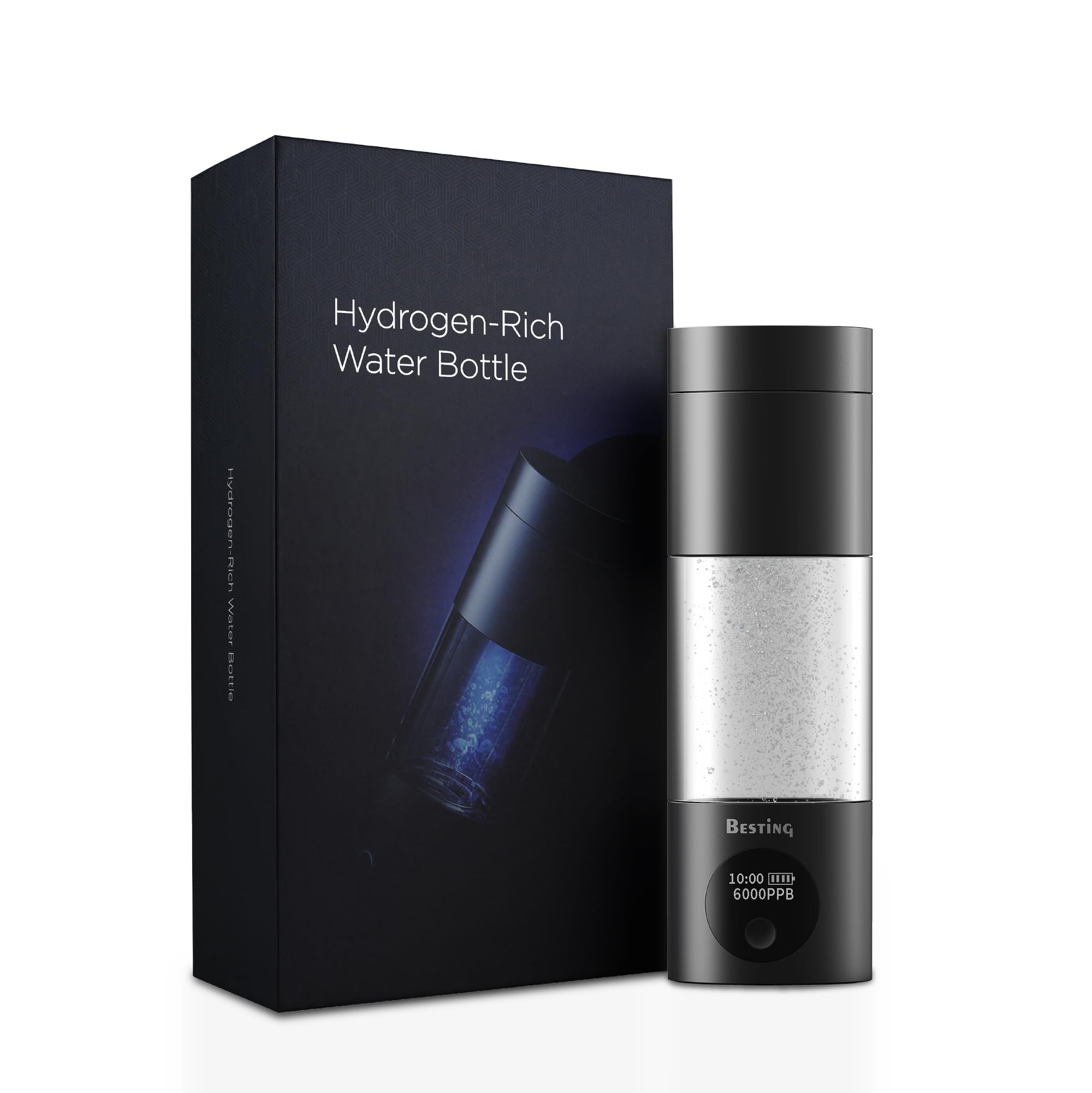 Photo 1 of * MISSING CORD*Hydrogen Water Bottle, Up to 6000ppb, Portable 5-Minute Hydrogen Water Generator with SPE/PEM Tech, OLED Display, IPX7 Waterproof, Rechargeable Ionizer Machine for Home, Fitness, Office, Dark Gray