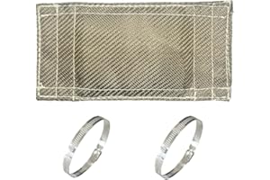 DEGEOBERLIN Titanium Pipe Heat Shield 4'' x 8'' Exhaust Heat Wrap Motorcycle Heat Guard Cover with 2 PCS Stainless Steel Clamps