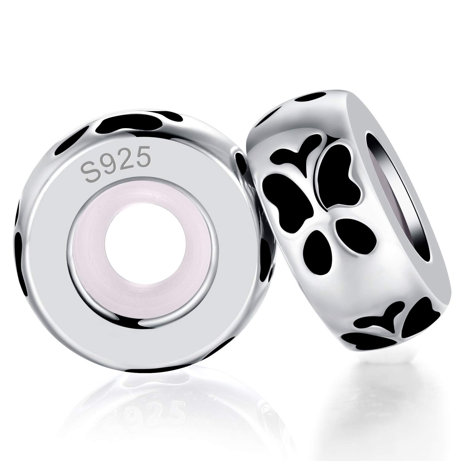 LOVANS 2 PCS 925 Sterling Silver Rubber Spacer Stopper Bead for Bracelets Jewelry Gift for Her Women (Silver Butterfly)
