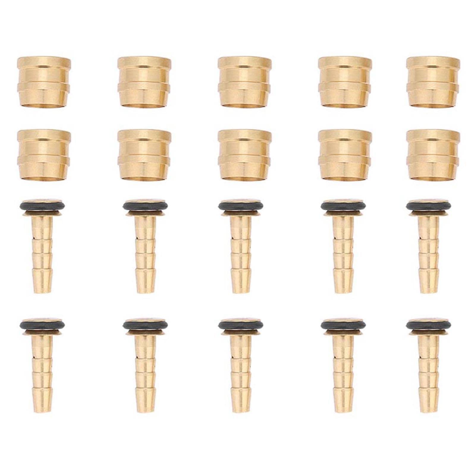 Tbest Copper Gold Hydraulic Disc Brake Hose Insert, 10 Set, High Precision, Anti-Rust, Easy to Install