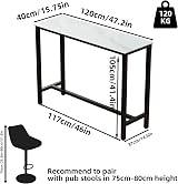 Fativo Bar Table Rectangle 120cm Sintered Stone White Marble 105cm High view 2