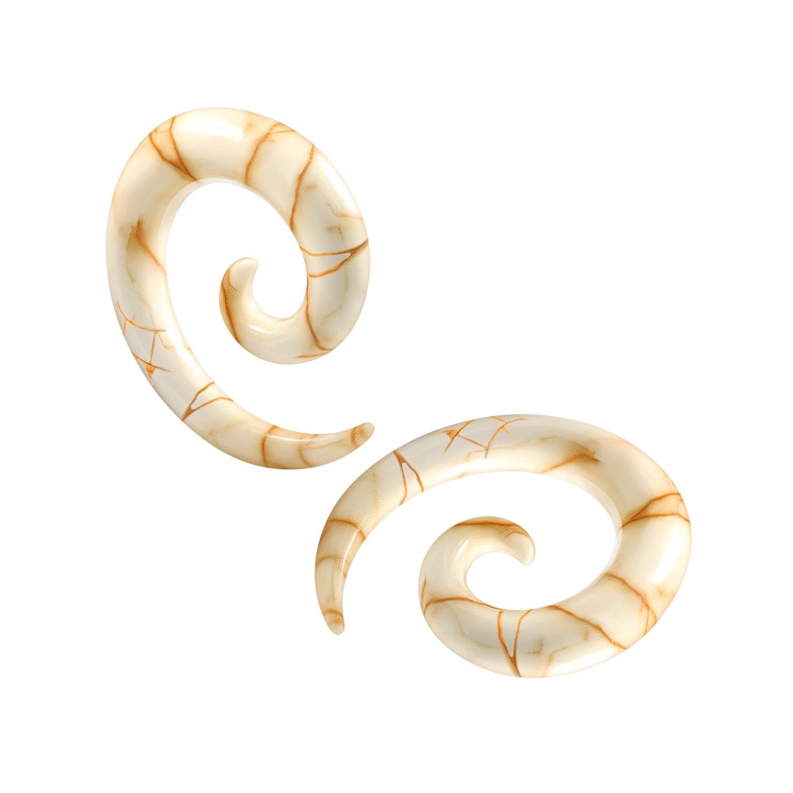 BanaVega 2PCS Acrylic 2g 6mm Flesh Marble Colorful Spiral Ear Taper Stretcher Gauges Earring Piercing Jewellery 5361