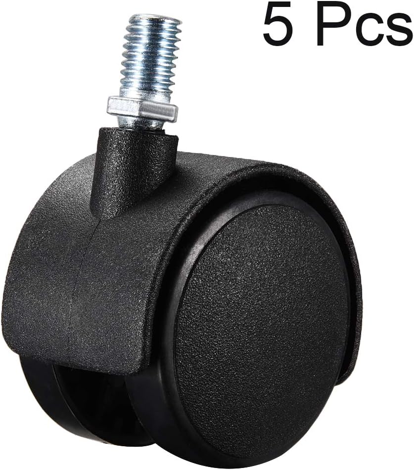 sourcing map Furniture Casters 2 Inch Nylon M10 x 15mm Threaded Stem Swivel Caster Wheels W Brake, 38lb Capacity Each Wheel, 5 Pcs - Image 4
