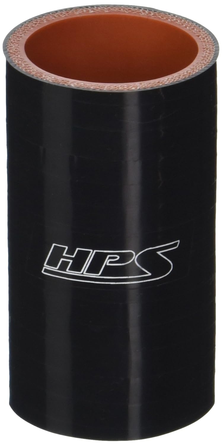 HPS HTSC-138-BLK Silicone High Temperature 4-Ply Reinforced Straight Coupler Hose, 100 PSI Maximum Pressure, 3" Length, 1-3/8" ID, Black
