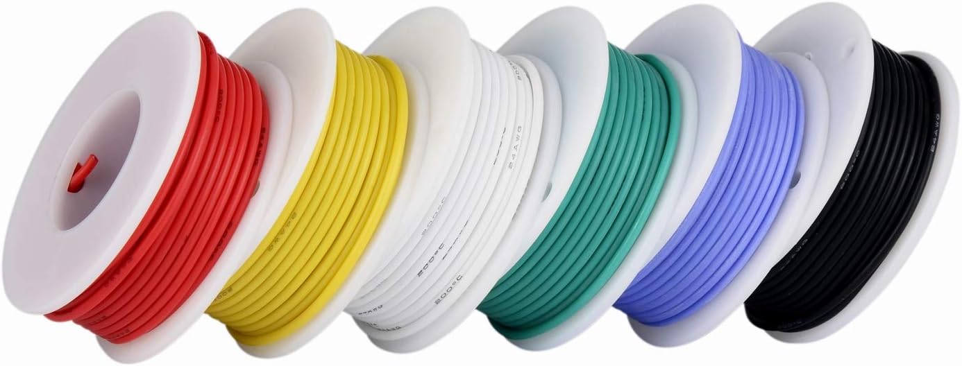 TUOFENG 22 awg Solid Wire-Solid Wire Kit-6 different colored 30 Feet spools 22 gauge Jumper wire- Hook up Wire Kit - - 