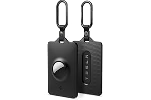 Spigen Air Fit Key Card Holder for Tesla with AirTag Slot | Scratch-Resistant | 2 Pack [2 Card Holders + 2 Carabiners + 4 Protective Films] | (AirTag Not Included)