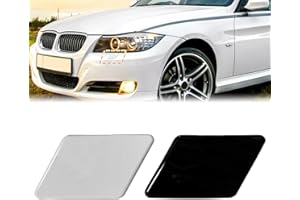 CABOHON Front Bumper Headlight Washer Nozzle Cover Cap Painted for BMW 3 Series E90 E91 2009-2011 61677211209 61677211210 (Black,Painted Left Driver Side)