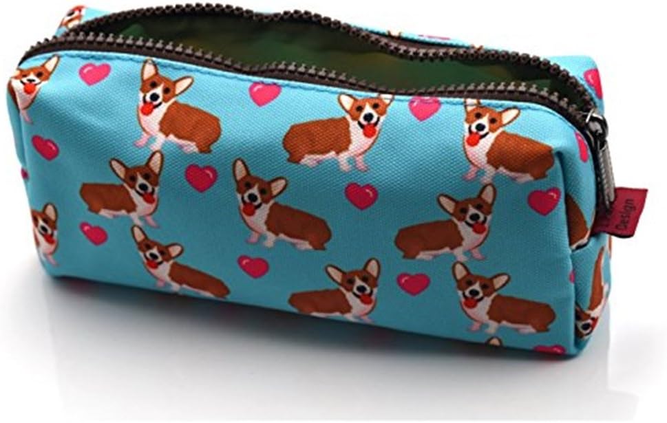 LParkin Kawaii Corgi Dogs Large Capacity Cute Gadget Canvas Pencil Case Pen Bag Pouch Box Stationary Case Makeup Cosmetic Bag - Image 5