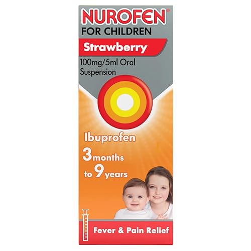 Nurofen For Children 3M-9Y, Kids Ibuprofen Strawberry 100 ml, Baby Teething Pain Relief, Cold Flu, Fast Acting, Up To 8 Hours, Fever Reducer, Child Medicine