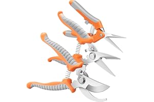 YANZI Pruning Shears,Garden Shears Bypass Hand Pruner Stainless Steel Gardening Scissor,Plant Shears Tree Cutter,Garden Clippers,Secateur Flower Trimmer Snip,Set of 3,Orange