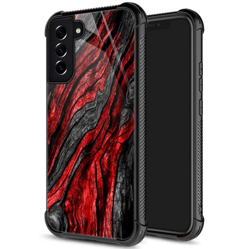ZHEGAILIAN for Samsung Galaxy S22 Case, Military-Grade Protection, All-Around Shockproof Corners, Anti-Scratch Phone Case for Samsung Galaxy S22 - Red Wood Grain