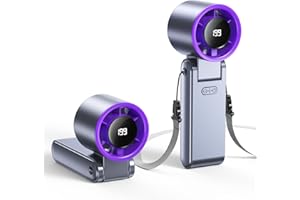 Portable Handheld Turbo Fan, 199 Gear Speed, 24 Hs Cooling Time, 5500mAh Rechargeable Mini Personal Hand Fan, Foldable Design