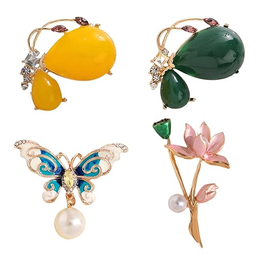 FAIRYGATE Pearl Brooch Pins Women's Brooches & Pins Butterfly Tulip Flowers Gold and Silver Rhinestone Brooch Pin for Women Ladies Festival Gift Pink Exquisite and Refined for Hat Bag Suit Tie B7511